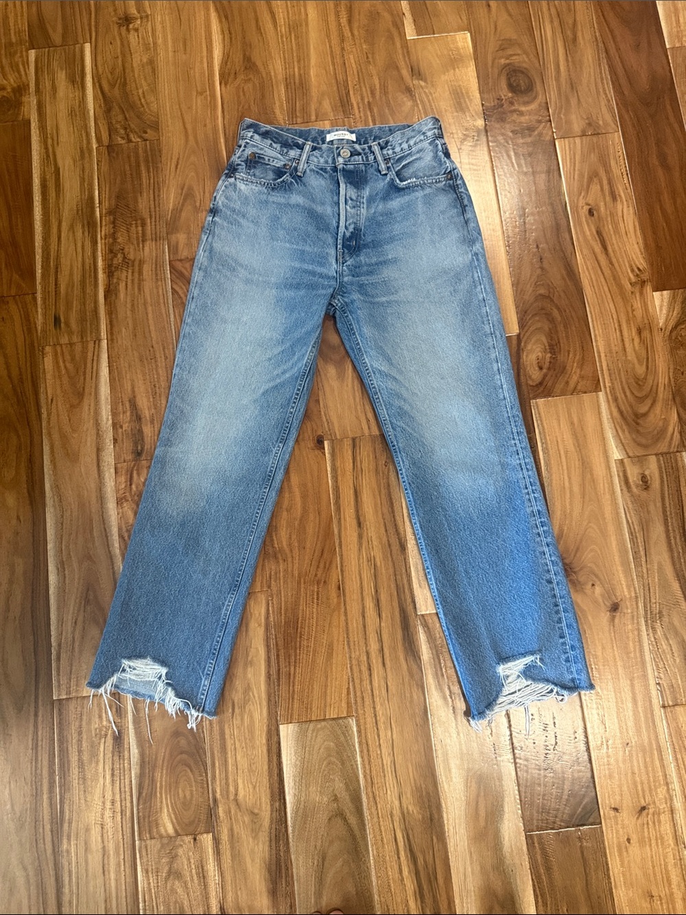 Moussy Light Blue High-Rise Straight Leg Jeans